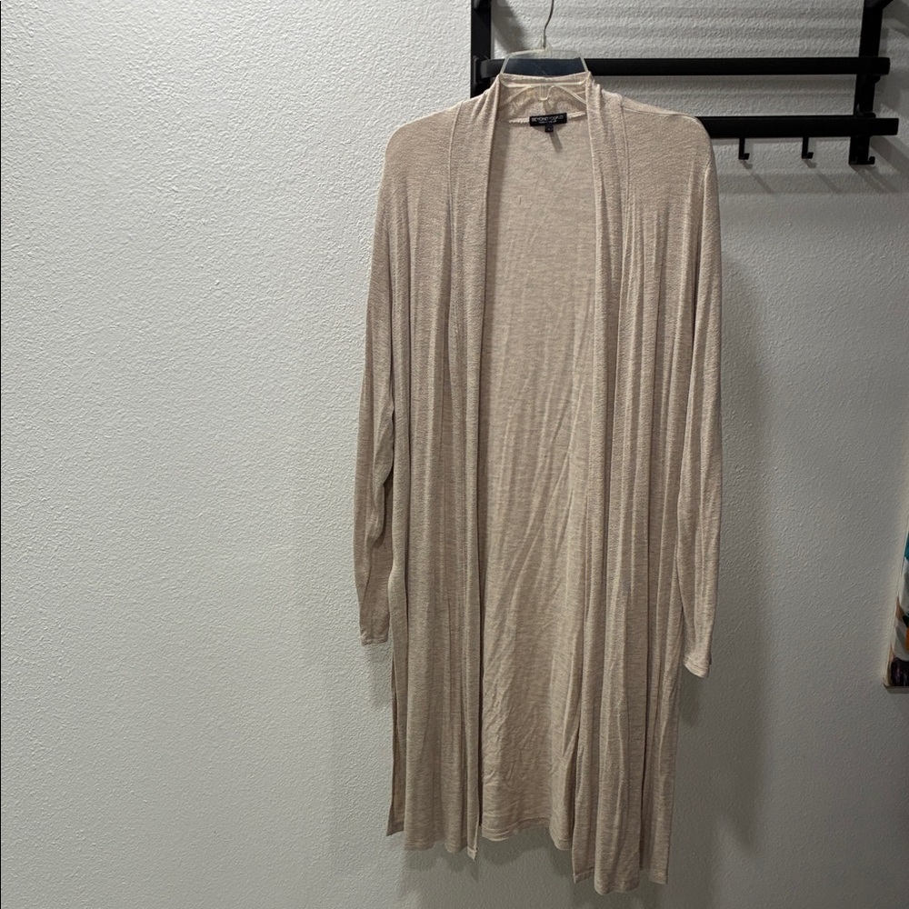 Beyond Yoga Light Beige Open-Front Long Cardigan